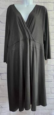 Amzplus Black Criss Cross Bodice A-Line Dress 4XL Plus Flowy Stretchy
